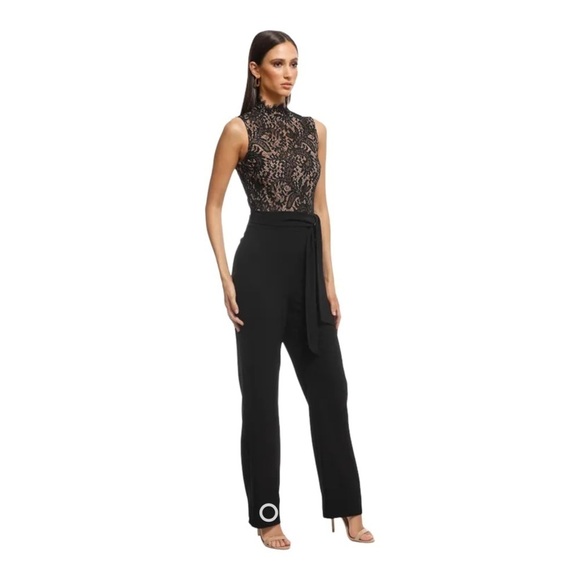 NWT MISHA Josie Black Lace High Nice Pantsuit Jumpsuit Size 0 Cocktail - Picture 8 of 15